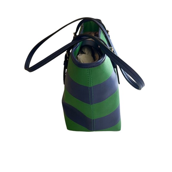 Dana Buchman Womens Blue Green Striped Tote Bag Large Handbag Shoulder Purse - Picture 5 of 16